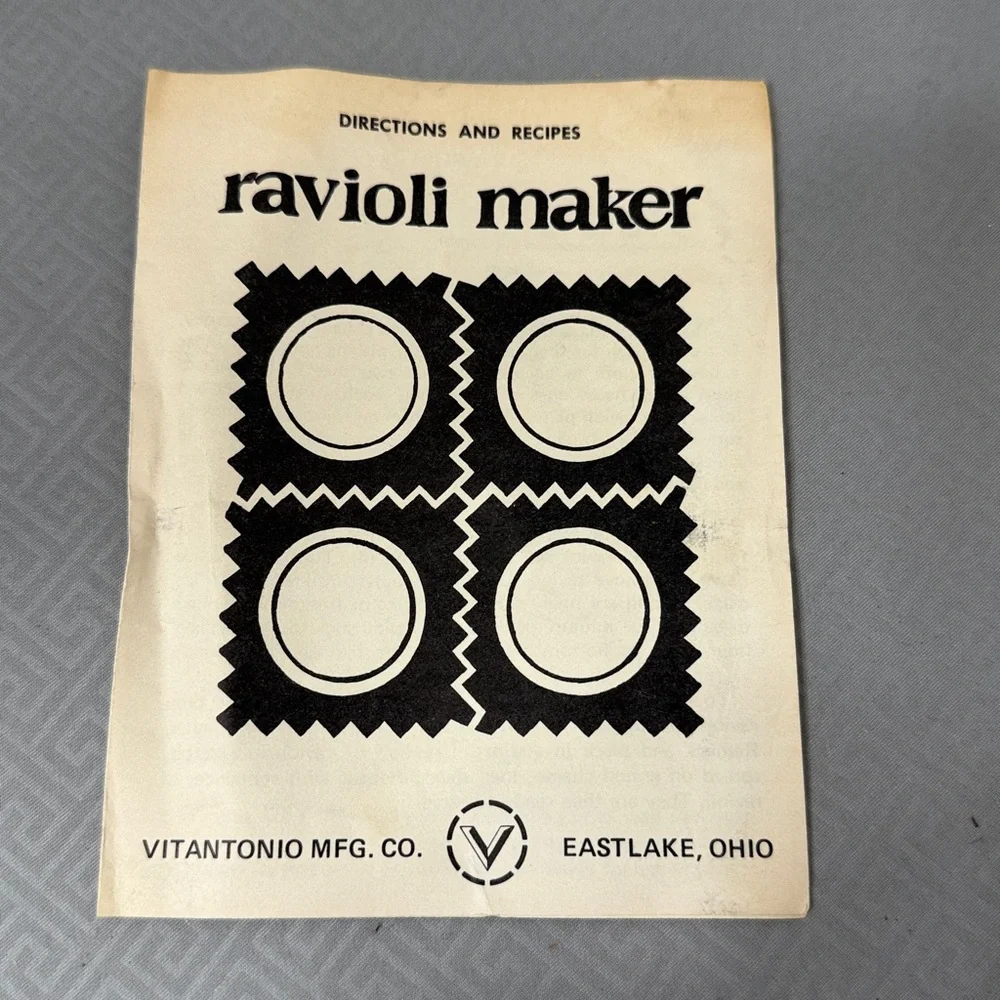 Vintage Vitantonio Ravioli Maker with Tray Cuts and Seals Recipe Book Box #512